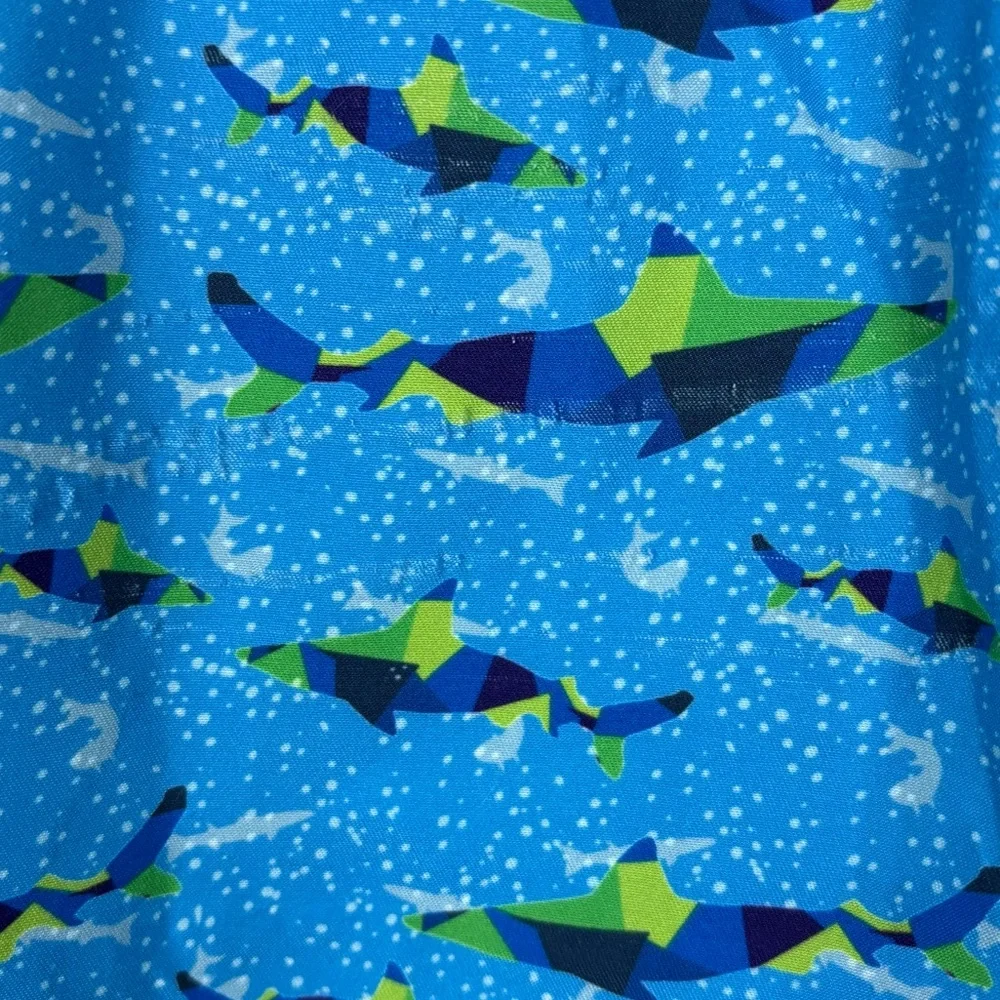 Tailorbyrd Swim Trunks Mens XL Blue‎ Shark Print Mesh Lined Pockets Beach Vacay
